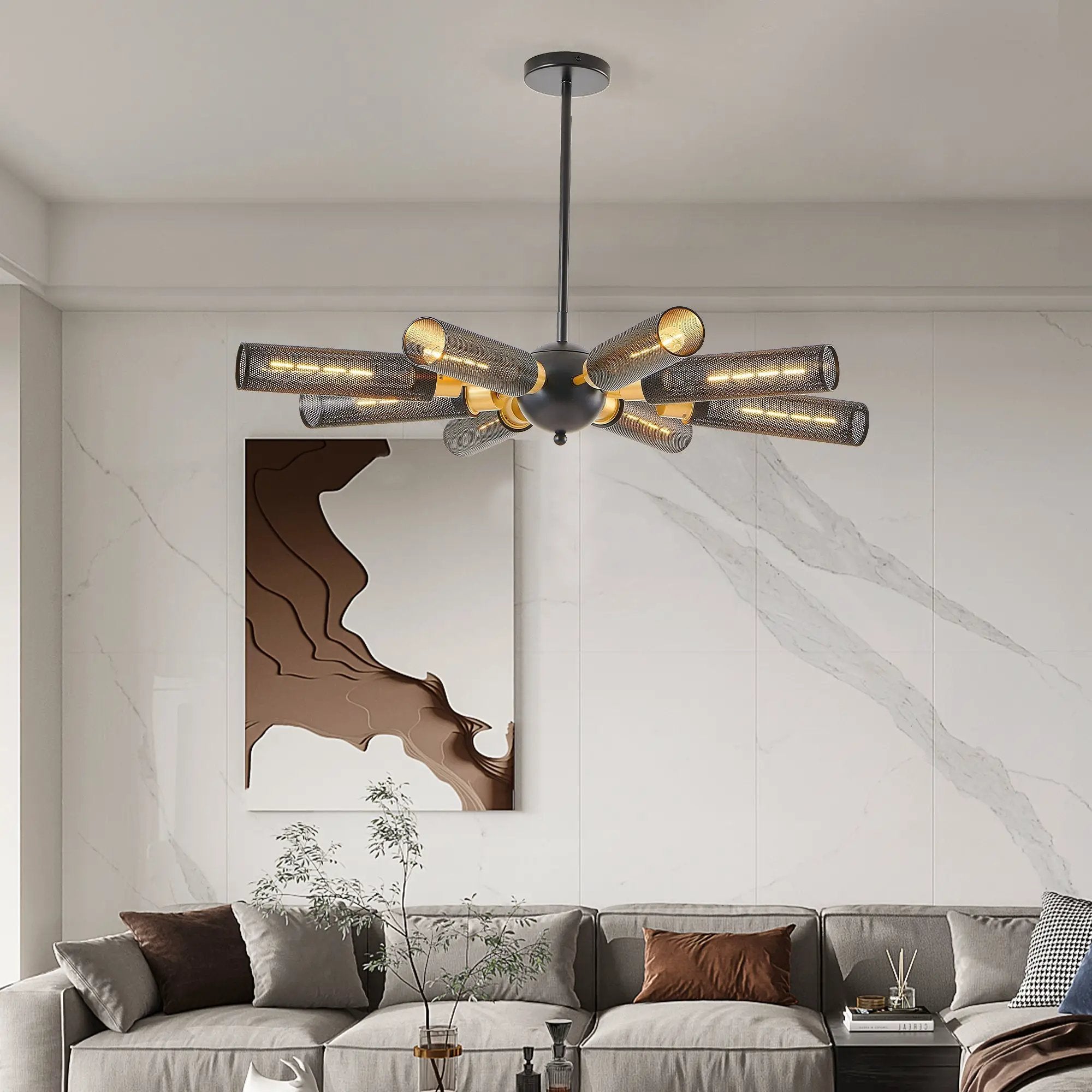 34' Modern Industrial Sputnik 8-Light Chandelier by HouseOfZazla
