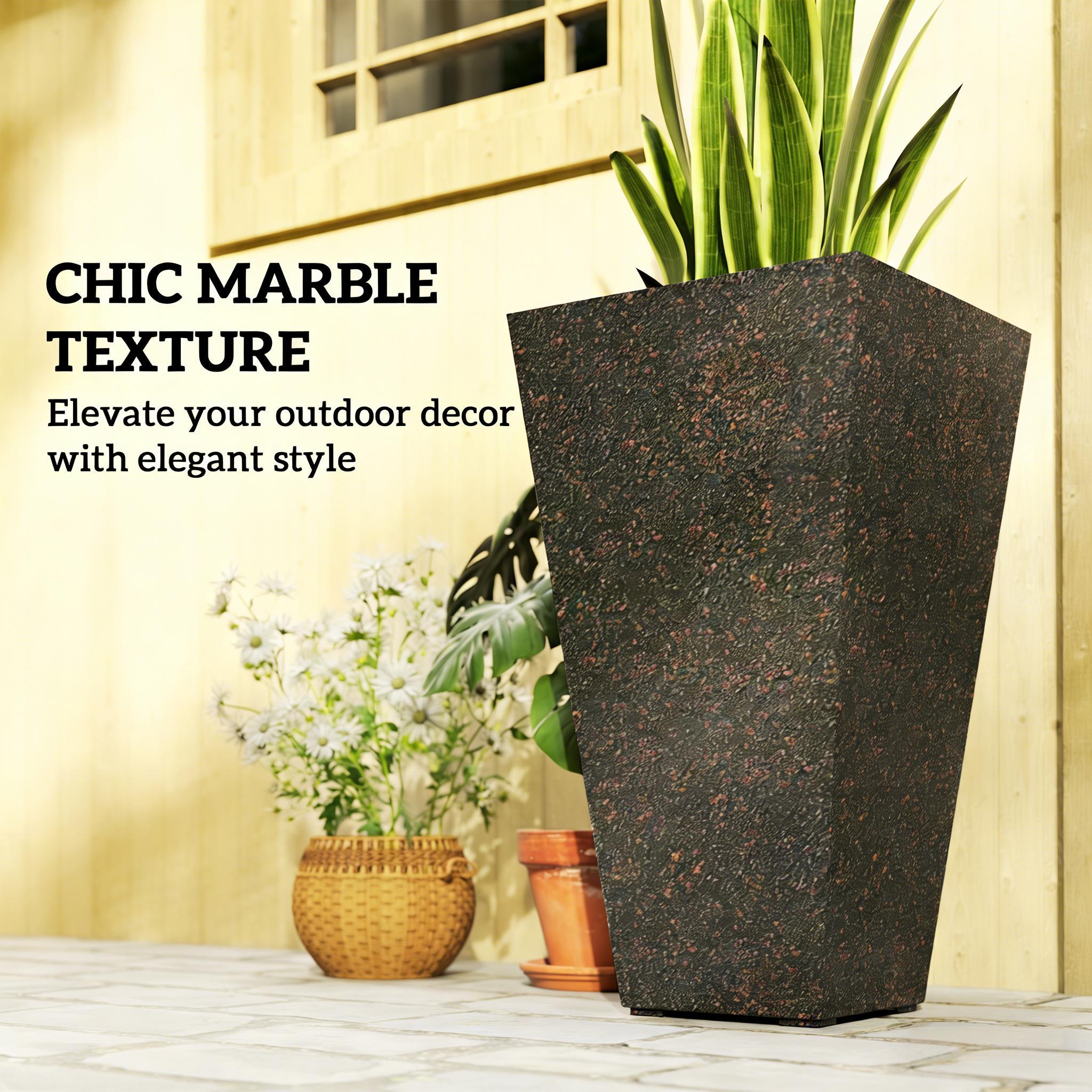 Set of 3 Tall Flower Pots with Marble Look Finish by HouseOfZazla