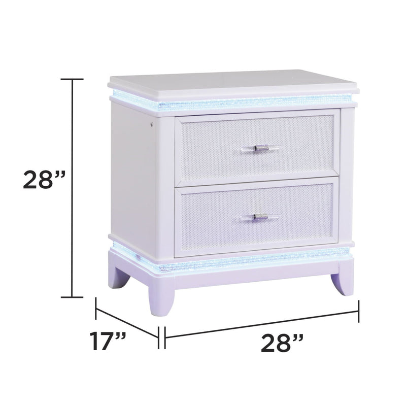Opium - 2 Drawer Nightstand With LED Lights - White by HouseOfZazla