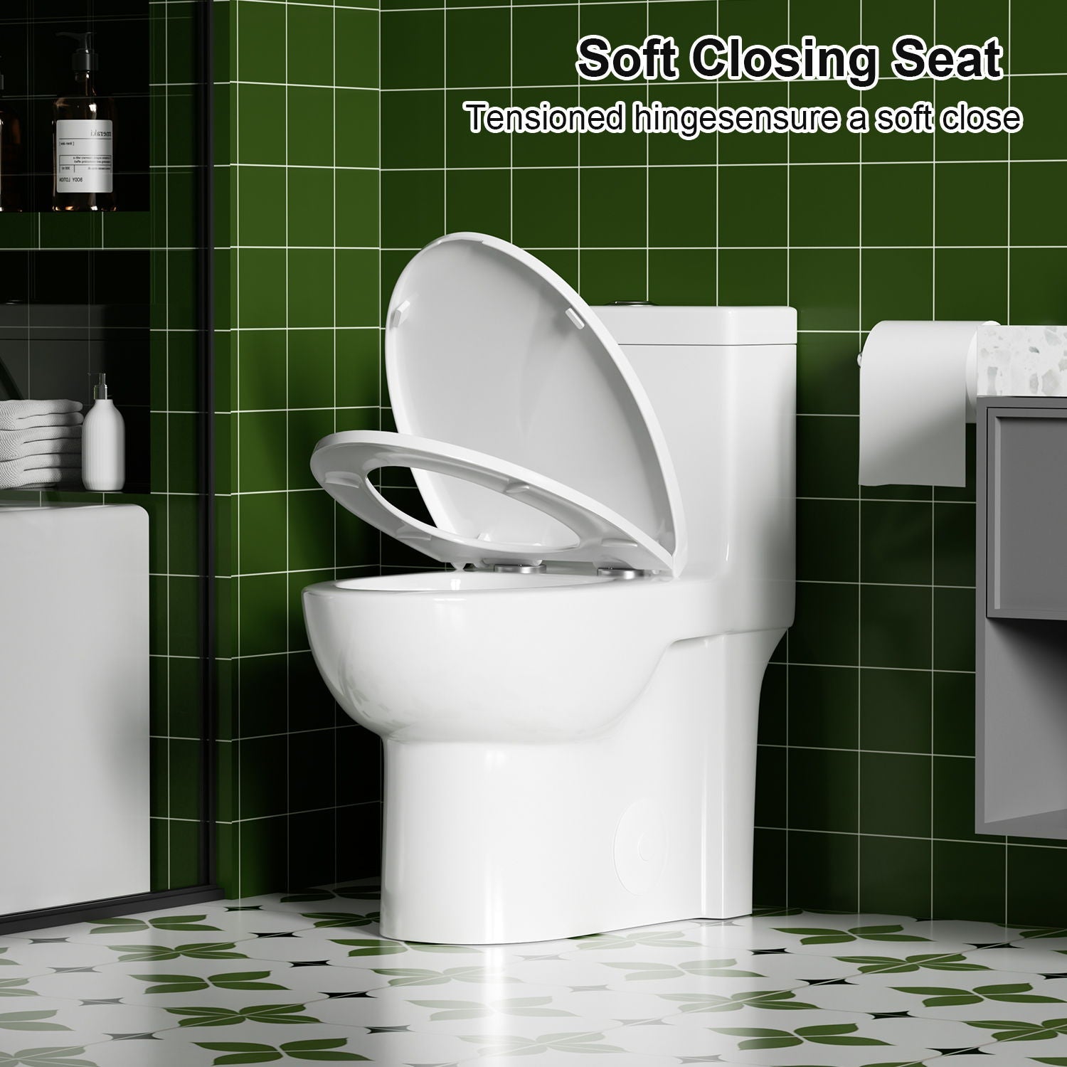Gloss Tornado Flush 1 Piece Toilet With Soft Closing Seat, Water Saving Dual Flush - Gloss White by HouseOfZazla