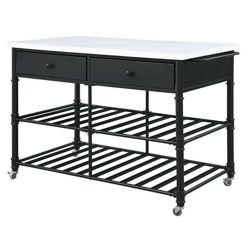 Emery - Kitchen Island - White Cultured Marble Top & Gray by Unique Piece Furniture