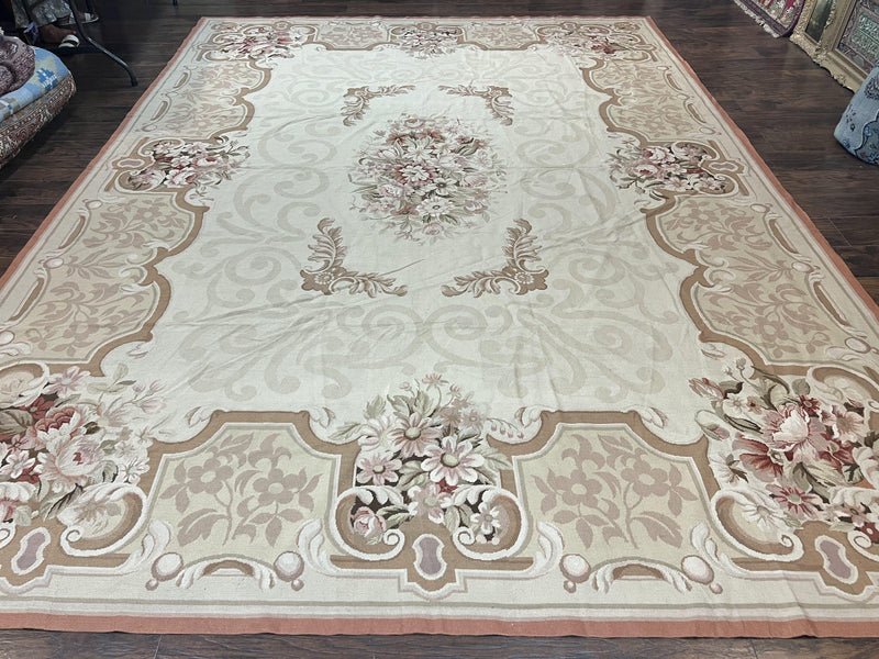 10x14 Aubusson Rug, Wool Handmade Vintage Carpet, French European Design, Elegant by Jewel Rugs