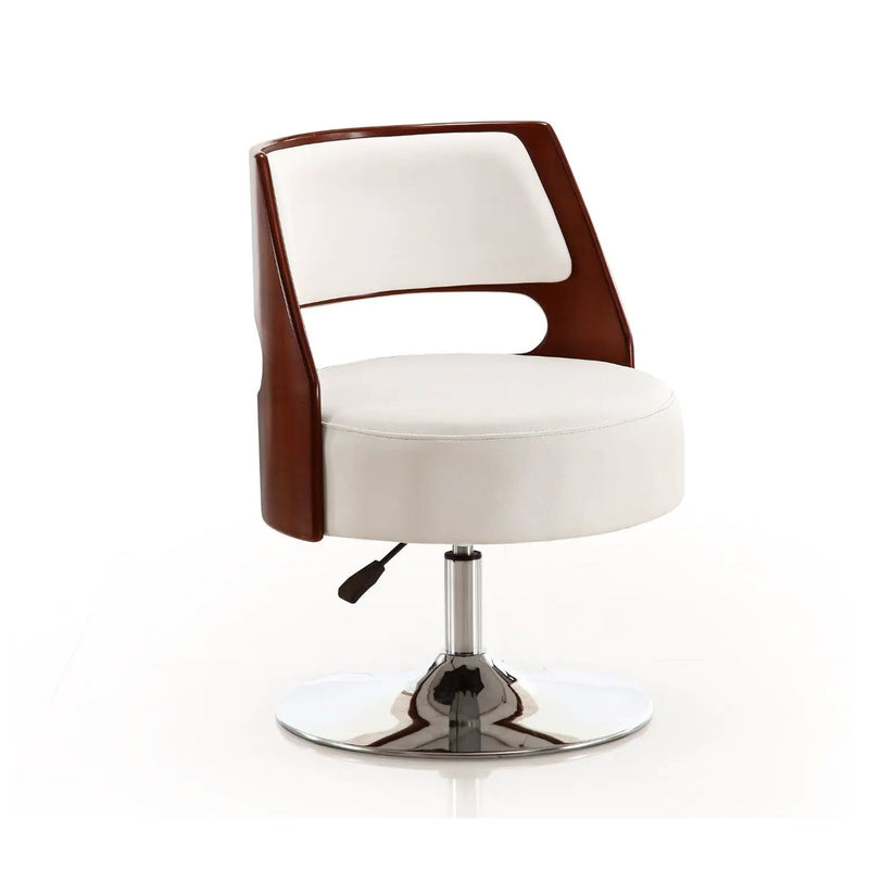 Salon - Swivel Lounge Chair 2 Tone Design With Adjustable Height And Full Swivel For Living Room - White by HouseOfZazla