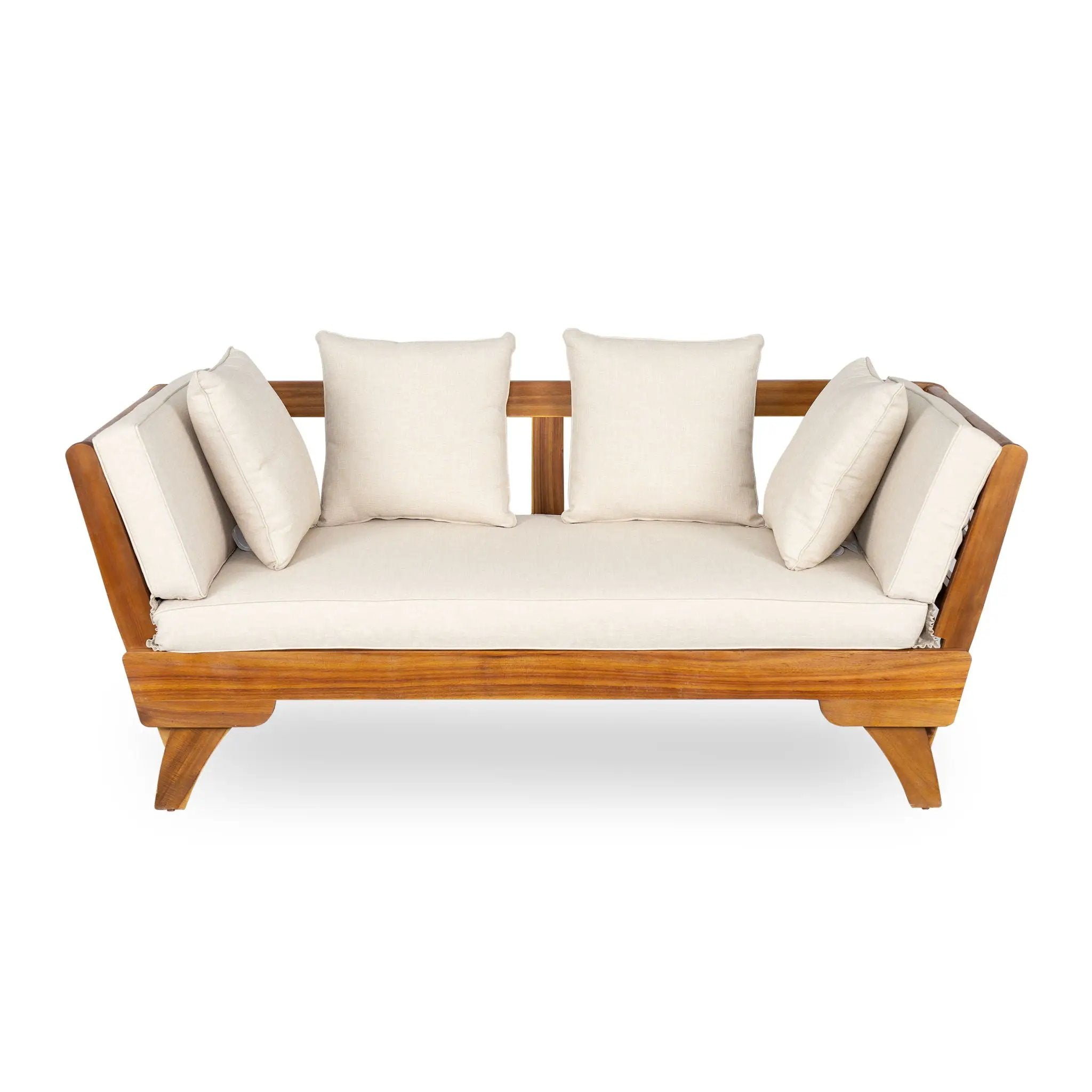 Outdoor Patio Daybed Sofa, 3 Seat Sofa With Foldable Arm 4 Back Pillows by HouseOfZazla