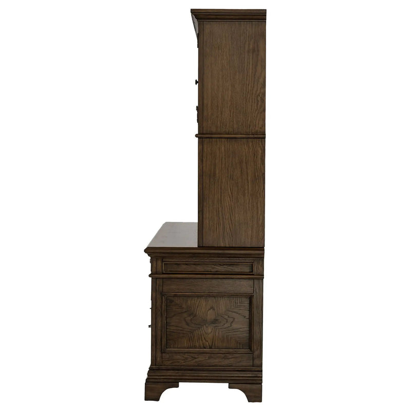 Hartshill 66-inch 5-drawer Credenza with Hutch Burnished Oak by Unique Piece Furniture