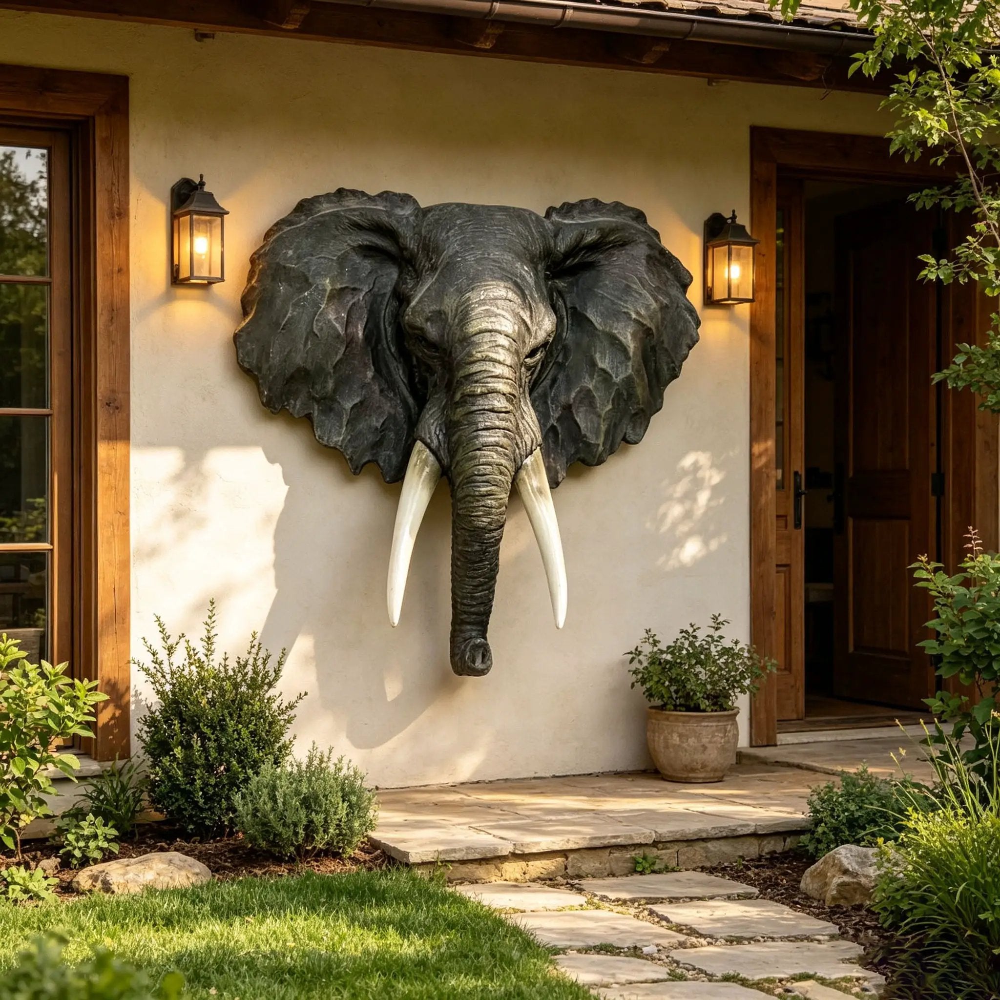 15.75" Wide Realistic Elephant Head Wall Sculpture by HouseOfZazla