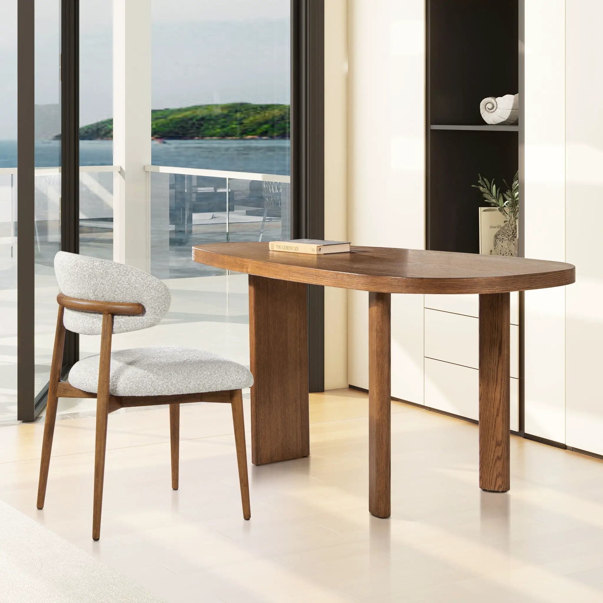 Locke - Modern Upholstered Dining Chair With Frame - Salt / Pepper by Unique Piece Furniture