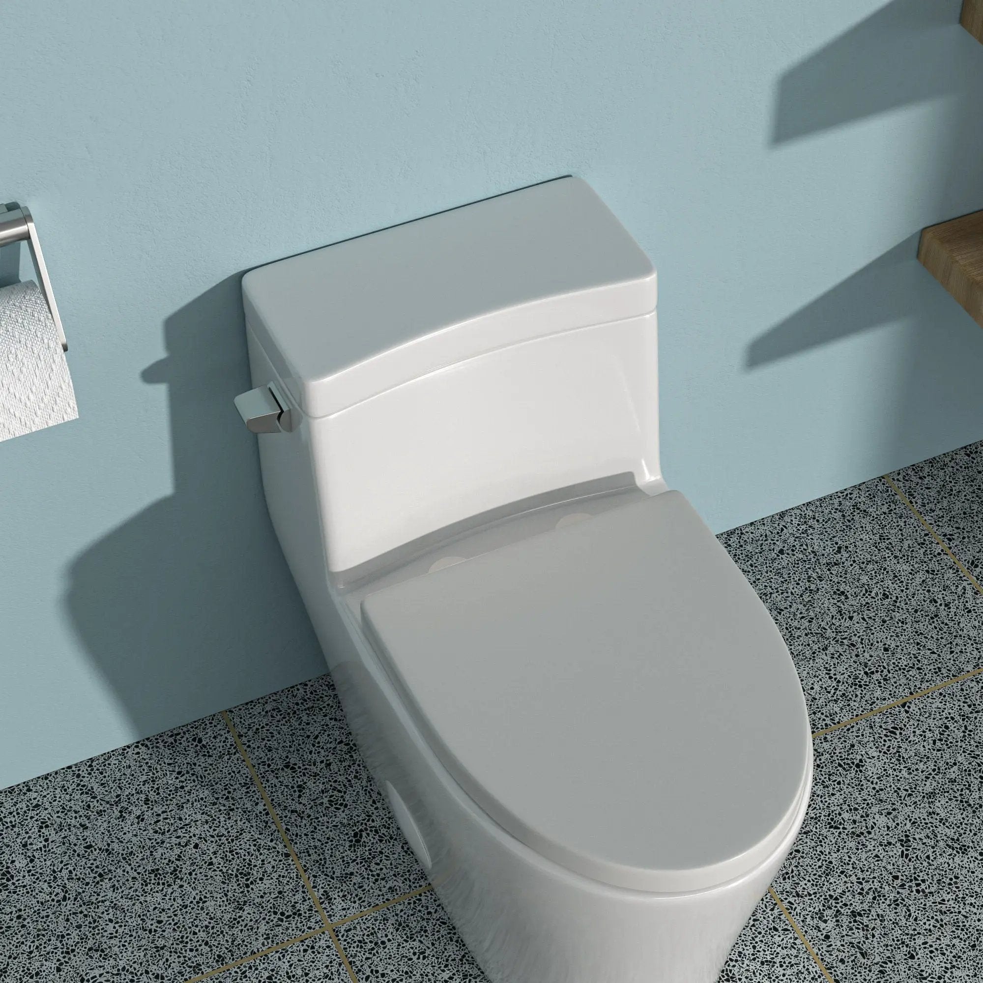 1 Piece Toilet With Soft Closing Seat - White by HouseOfZazla