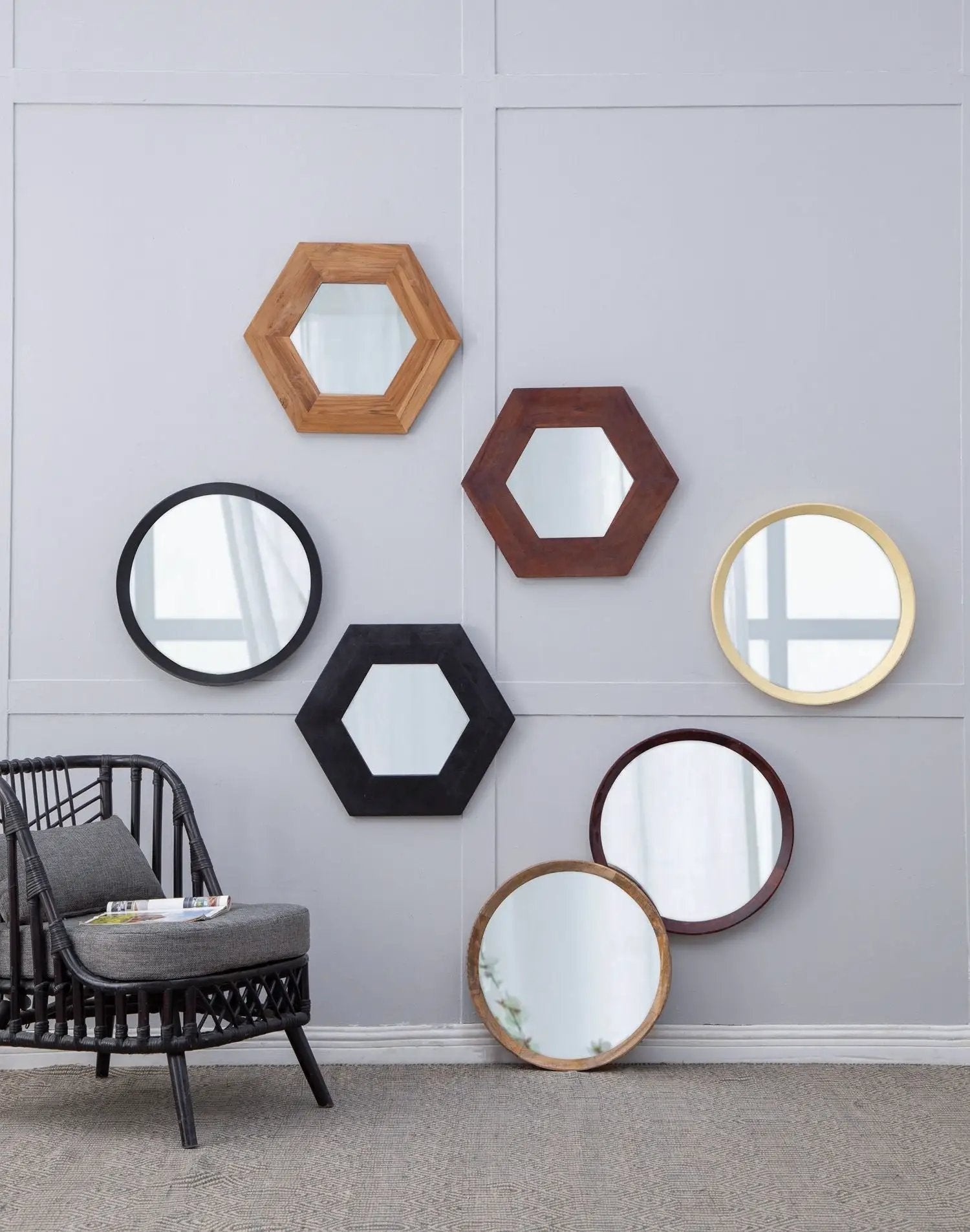 Transitional Decor Style Wall Mirror Decor With Frame For Bathroom by HouseOfZazla