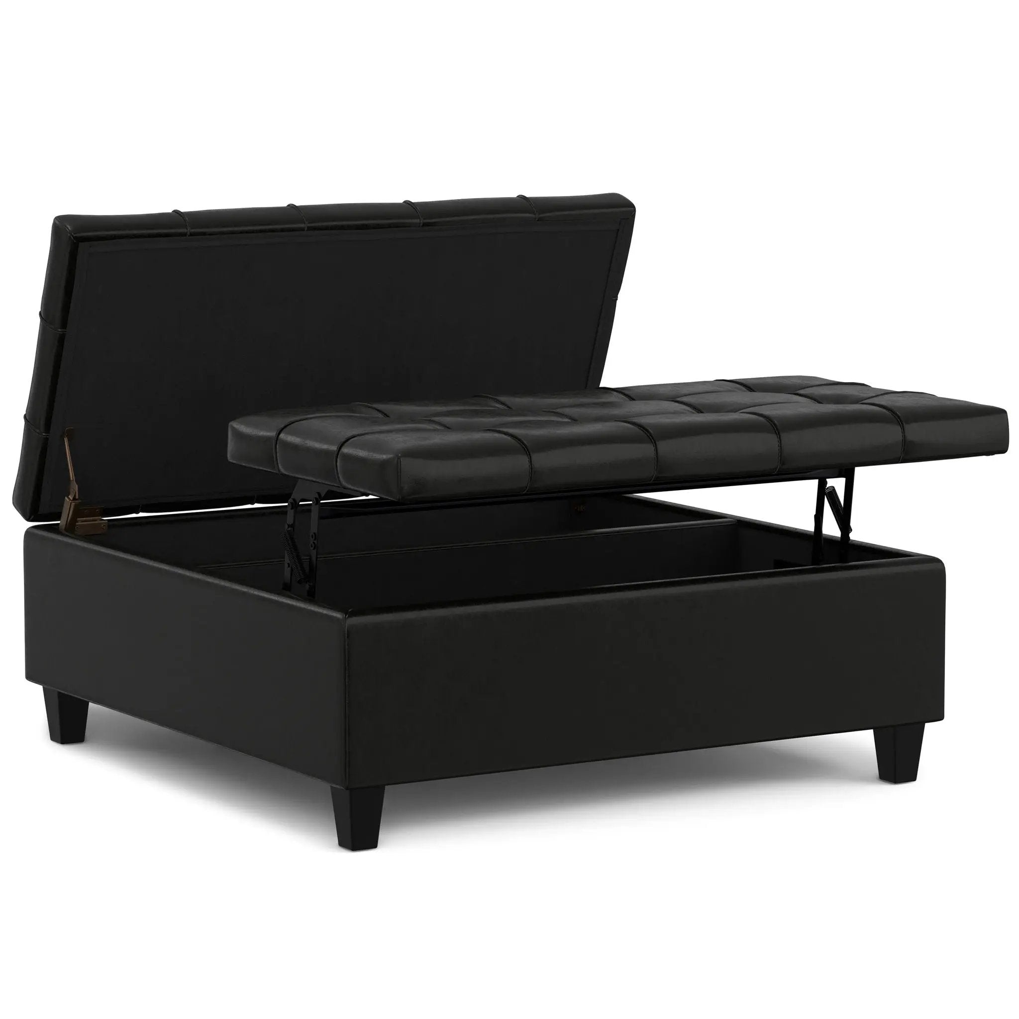 Harrison - Large Square Coffee Table Storage Ottoman - Black by Unique Piece Furniture