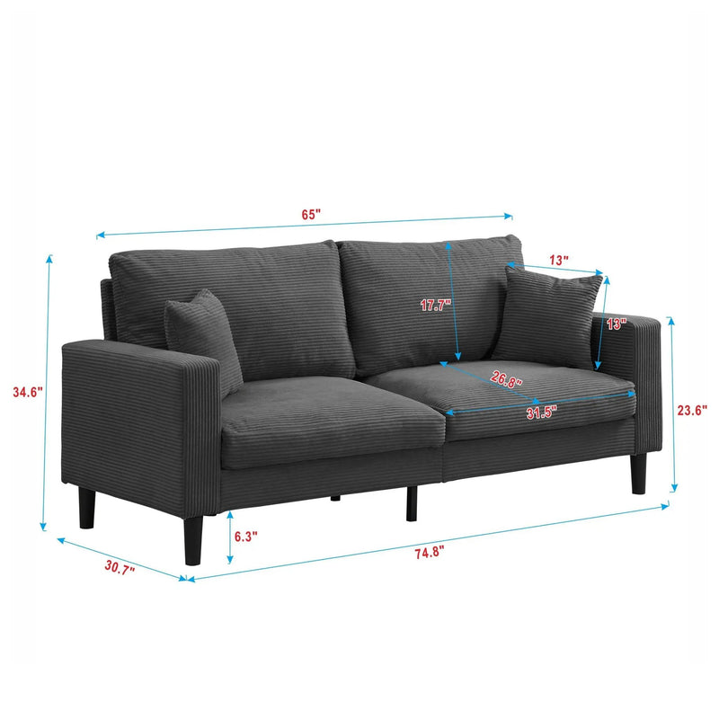 Modern Upholstered 3 Seat Sofa, High Resilience by HouseOfZazla