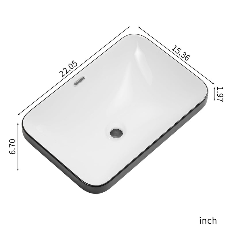 Undermount Bathroom Sink, Vessel Basin For Vanity Countertop - Black White by HouseOfZazla