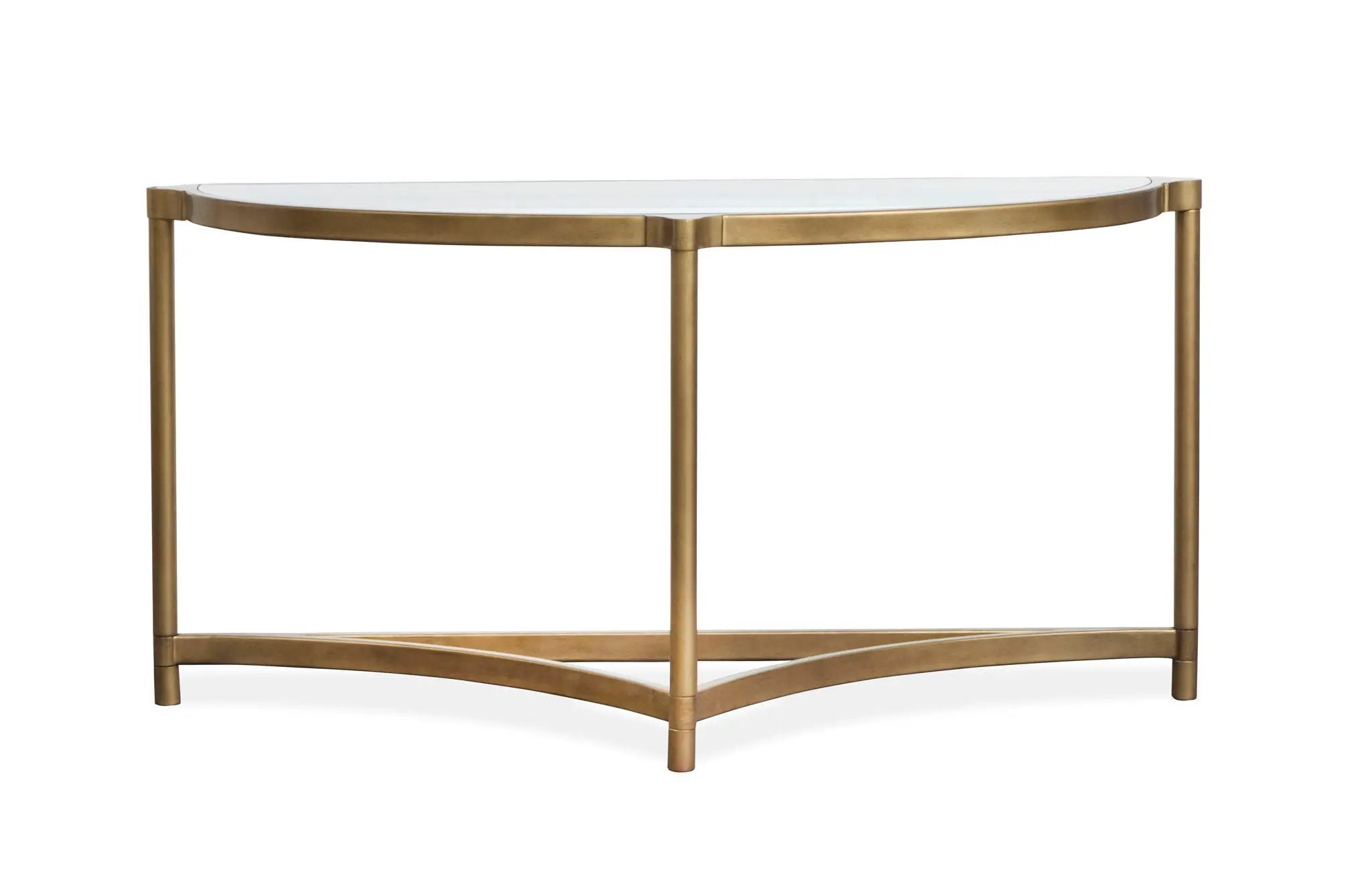 Cassidy - Demilune Sofa Table - Aged Brass And Volakas Classic by Unique Piece Furniture