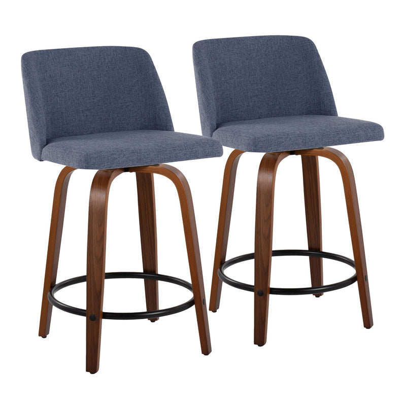 Toriano - Mid Century Modern, Fixed Height Counter Stool & Swivel And Round Footrest (Set of 2) by HouseOfZazla