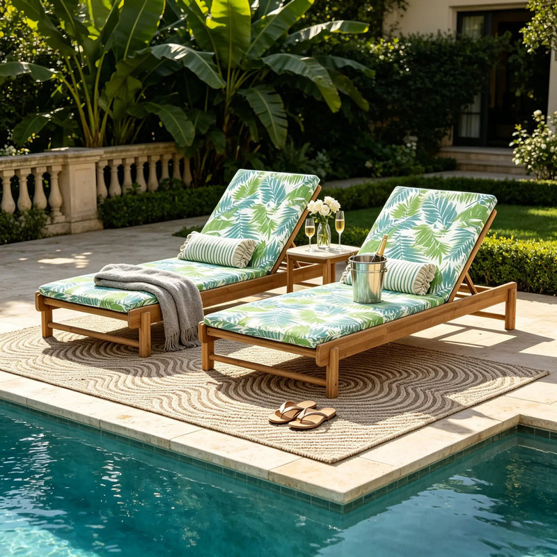 Light Teak Acacia Wood Chaise Lounge Set by HouseOfZazla