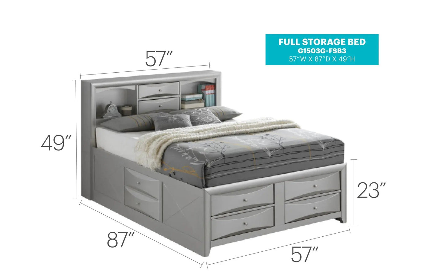 Modern Design Storage Bed With Bookcase Headboard by Unique Piece Furniture