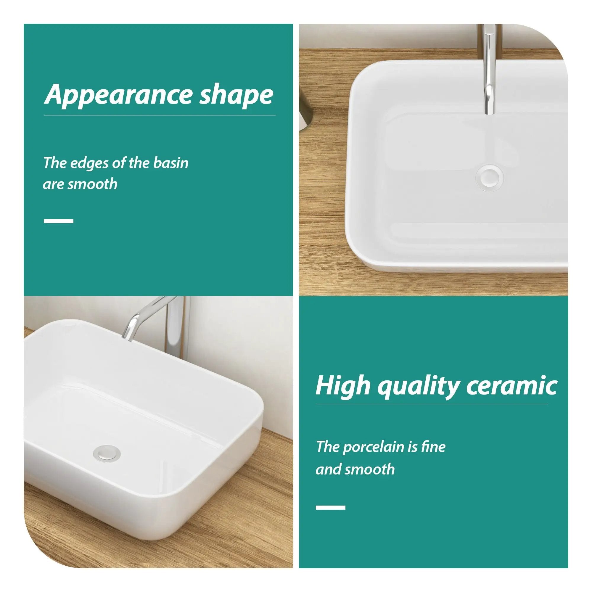 Rectangular Vessel Bathroom Sink, Modern - White by HouseOfZazla