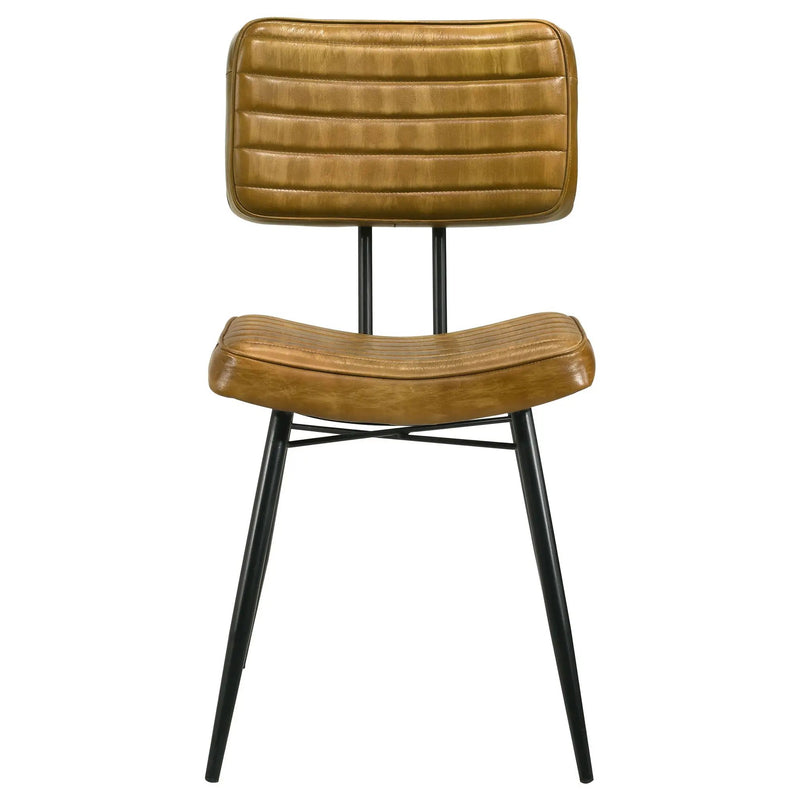 Tufted Side Chairs Upholstery And Tapered Legs (Set of 2) - Camel by HouseOfZazla