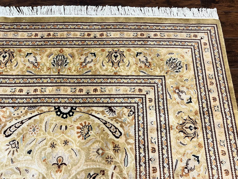 Pak Persian Rug 8x10, Wool Hand Knotted Vintage Carpet, Safavieh Rug, Gold Tan, 270 KPSI by Jewel Rugs