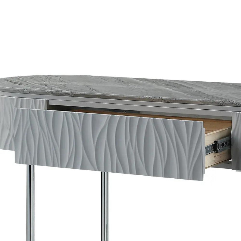 Yukino - Sofa Table - Gray High Gloss & Chrome by Unique Piece Furniture