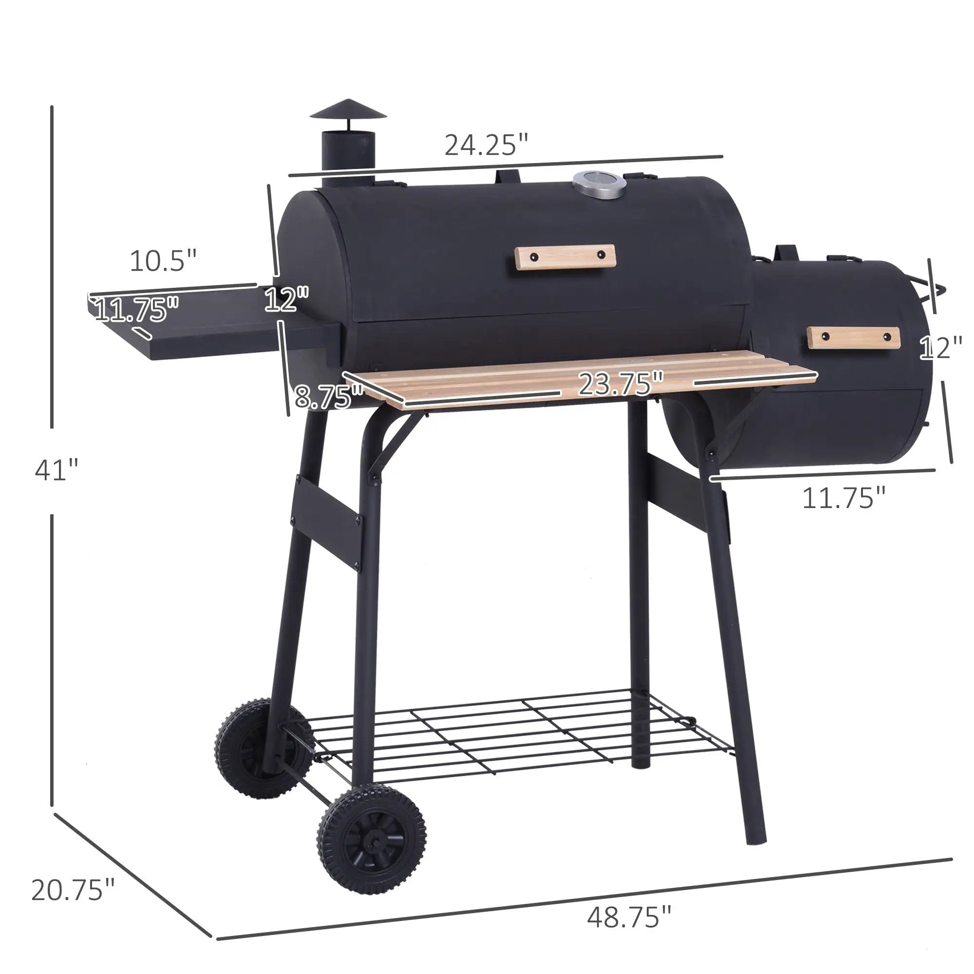 Outsunny 48' Steel Portable Backyard Charcoal BBQ Grill and Offset Smoker Combo by HouseOfZazla