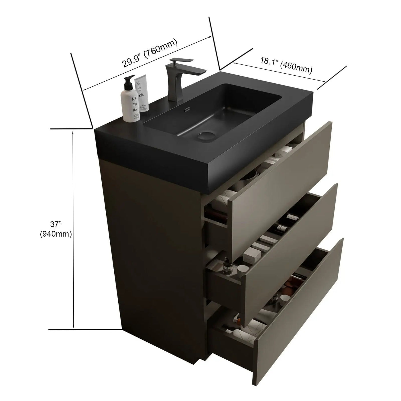 Alice - Bathroom Vanity With Sink, Large Storage Freestanding by Unique Piece Furniture