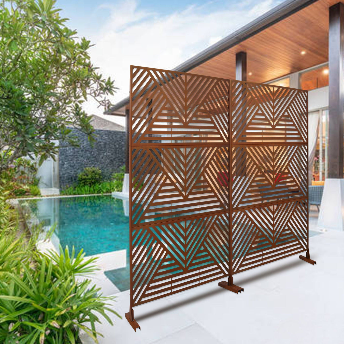 Freestanding Outdoor & Indoor Freestanding Metal Privacy Screen by Unique Piece Furniture