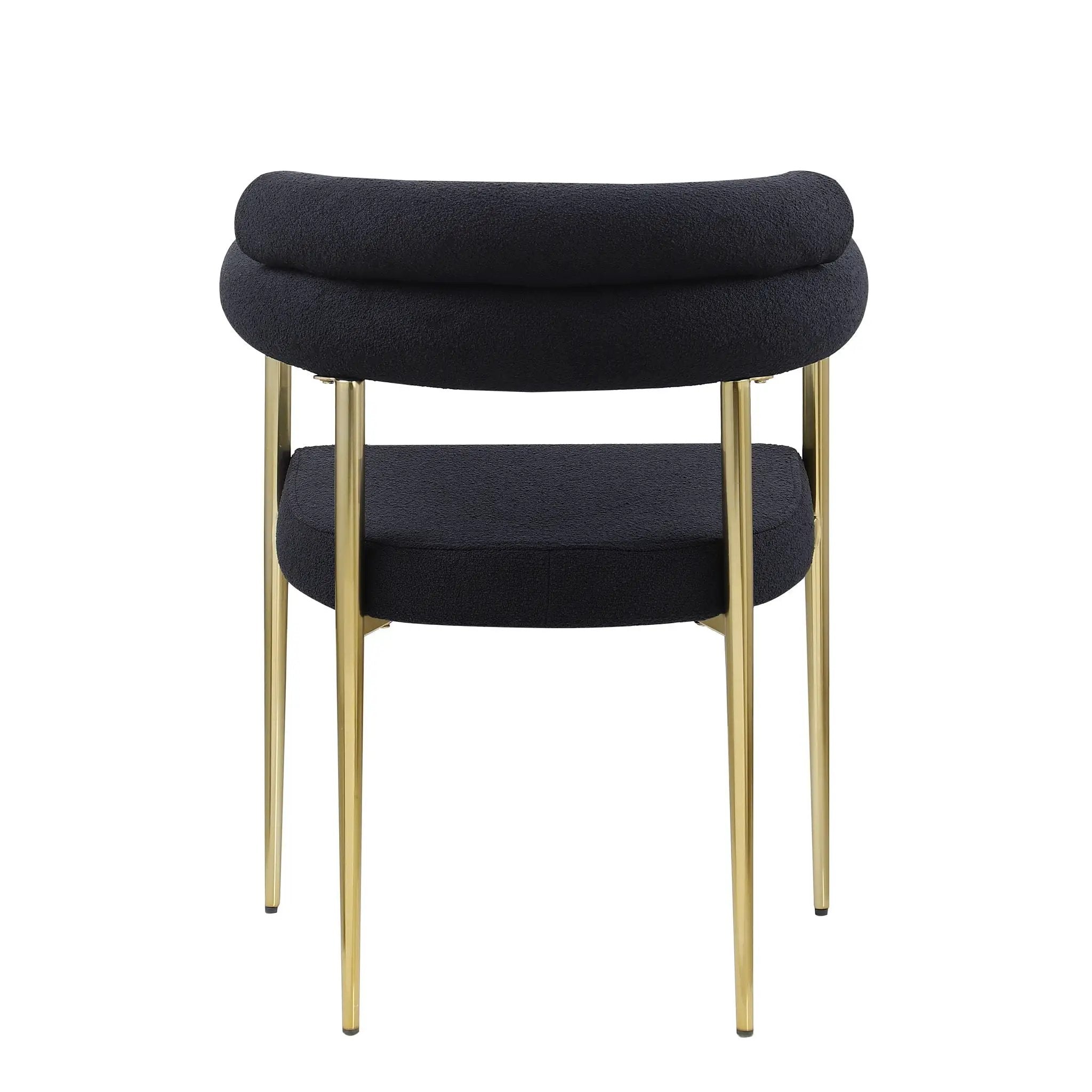Dining Chairs (Set of 2), Mid-Century Modern Dining Chairs, Kitchen Dining Room Chairs, Round Boucle Backrest Sherpa Dining Chair With Brushed Metal Legs by HouseOfZazla