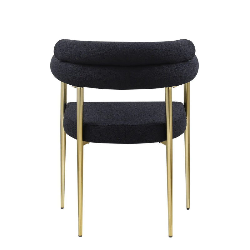 Dining Chairs (Set of 2), Mid-Century Modern Dining Chairs, Kitchen Dining Room Chairs, Round Boucle Backrest Sherpa Dining Chair With Brushed Metal Legs by HouseOfZazla