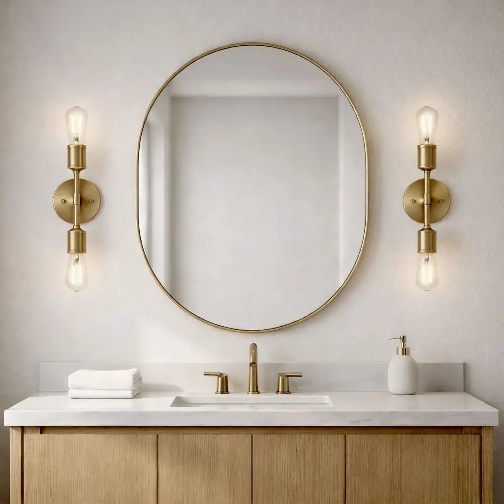 Reverie - Double Lights Bathroom Wall Sconce Over Mirror - Clear / Gold by Unique Piece Furniture
