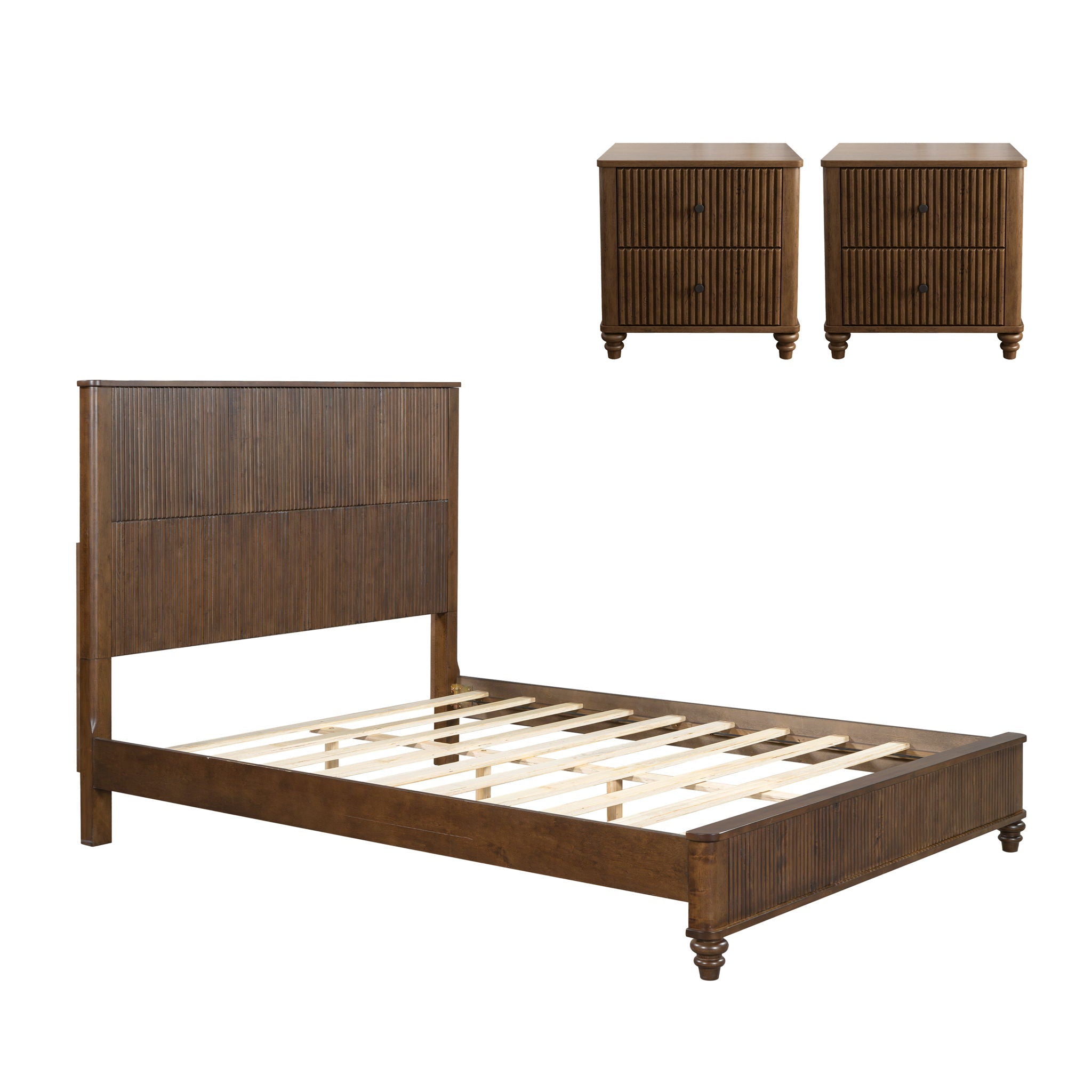 3 Piece Bedroom Set With Bed And 2 Nightstands by HouseOfZazla