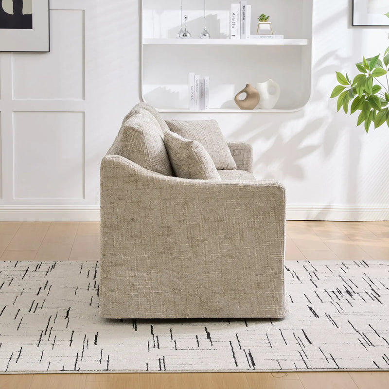 83.86" Wide Modern Casual Sofa in Wheat by HouseOfZazla
