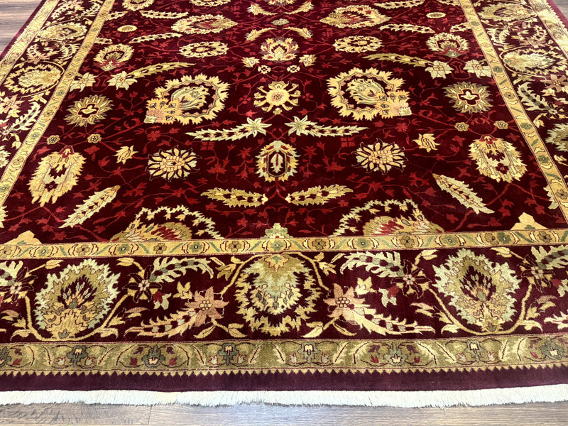 Indo Mahal Rug 9x12, Allover Pattern, Dark Red, Traditional Wool Area Rug by Jewel Rugs