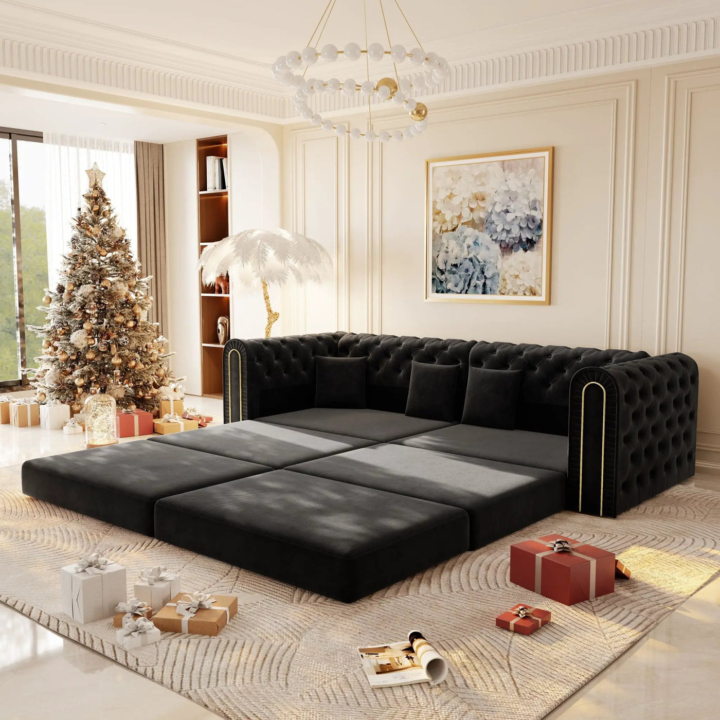 3-In-1 Convertible Sleeper Sofa With Movable Ottoman For Living Room by HouseOfZazla