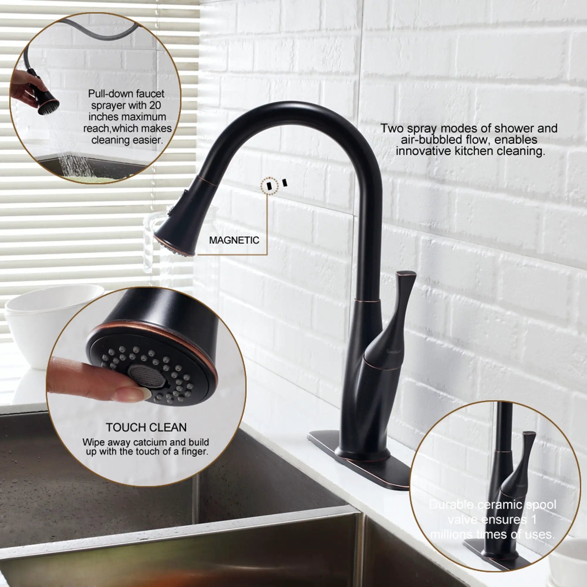 Kitchen Faucet With Pull Out Sprayer - Oil-Rubbed Bronze by HouseOfZazla