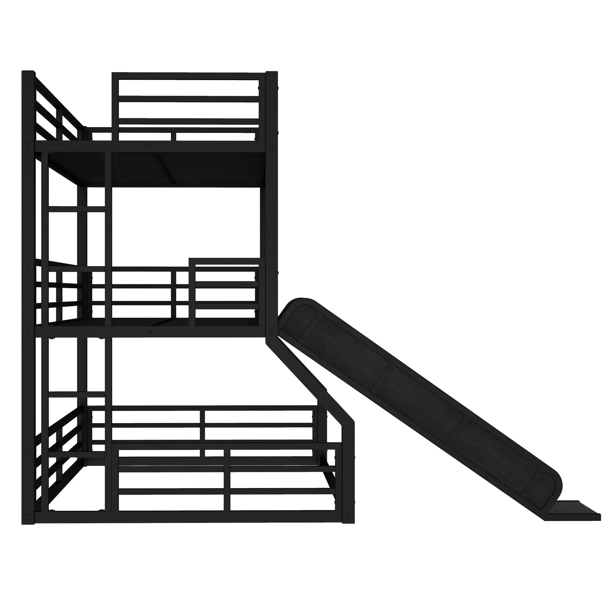 Twin Over Twin Over Full Bunk Bed with Slide by HouseOfZazla