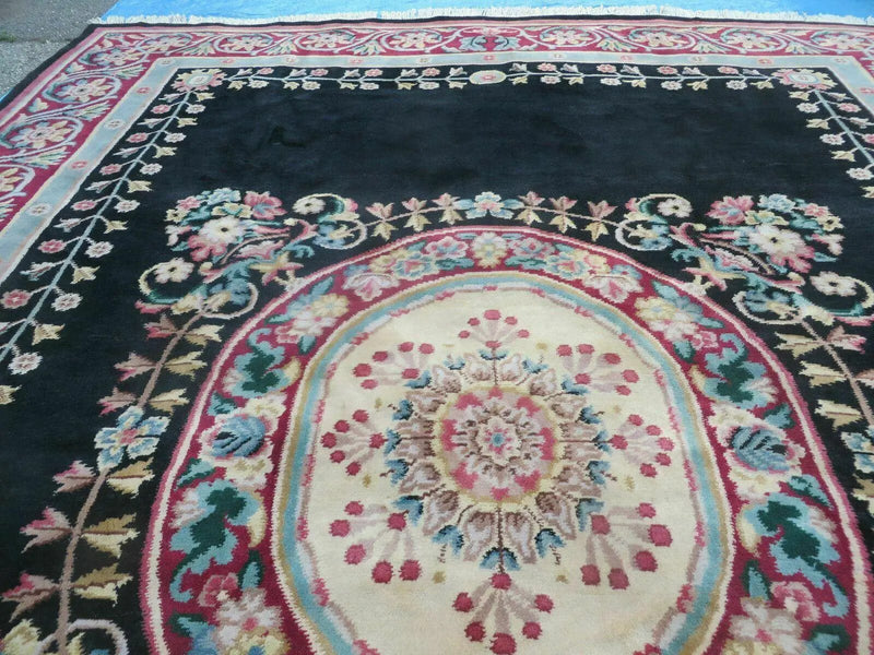 9' X 12' Decorative Chinese Aubusson Hand Knotted Pile Wool Rug Black Nice by Jewel Rugs