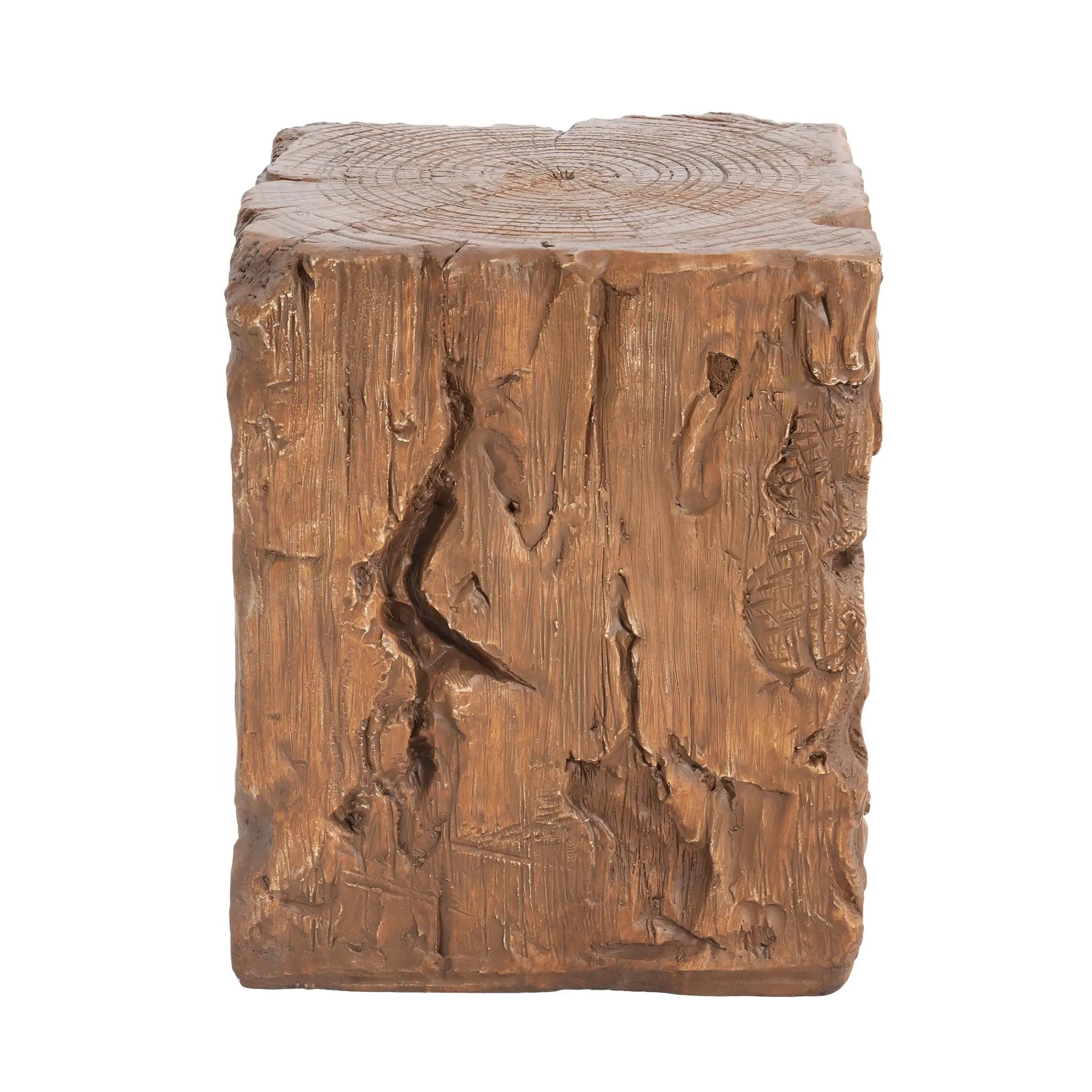 Amira Outdoor and Indoor Stump Shape MGO Side Table Brown Finish by HouseOfZazla