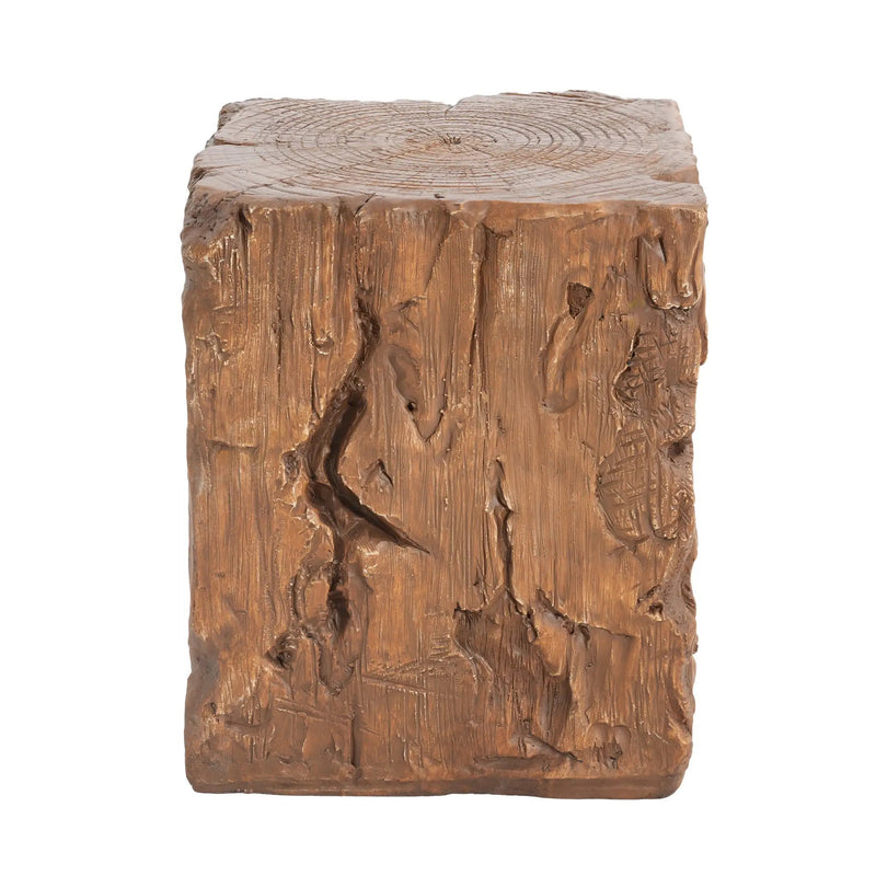 Amira Outdoor and Indoor Stump Shape MGO Side Table Brown Finish by HouseOfZazla