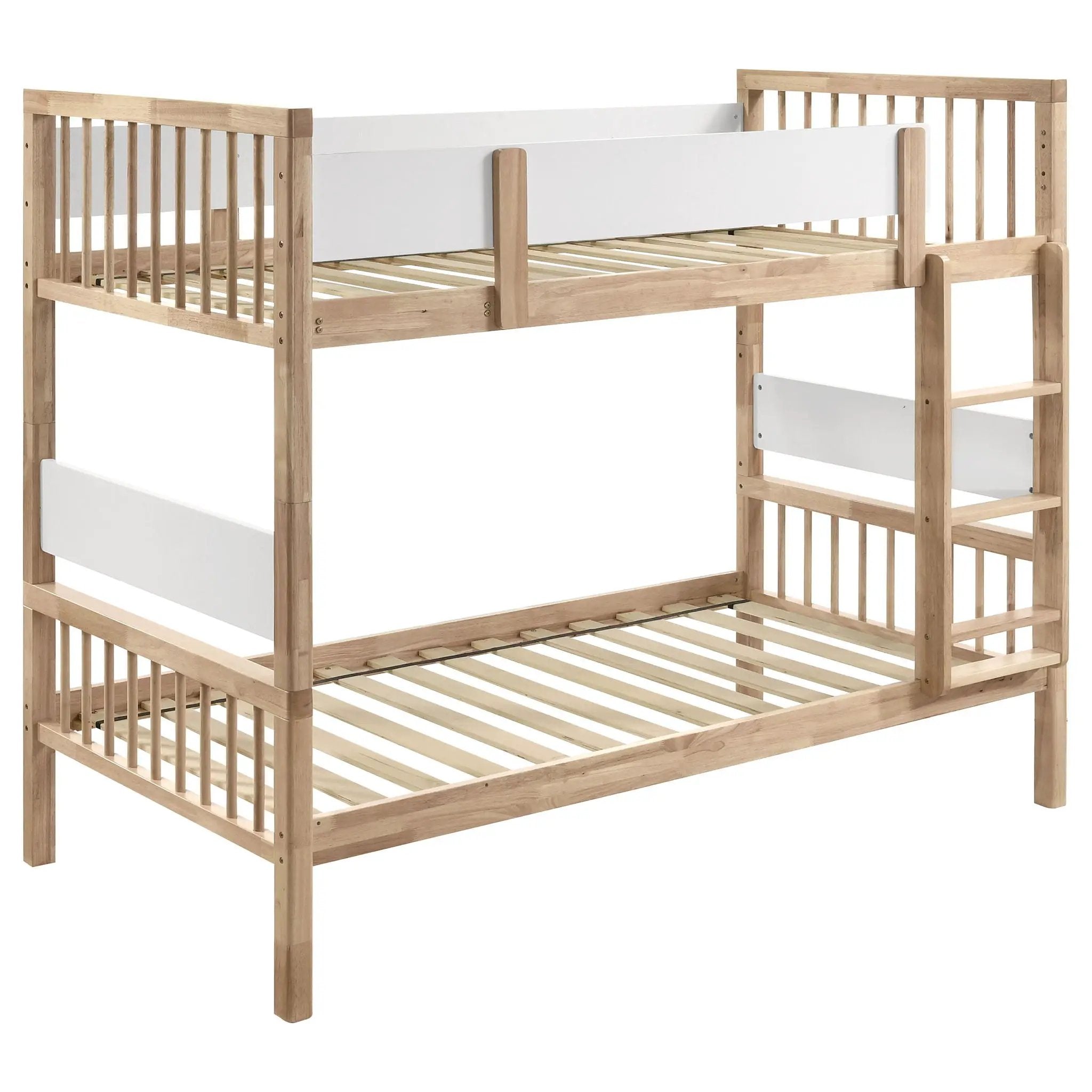 Ponderosa - Twin Over Twin Bunk Bed With Accents - Natural by HouseOfZazla