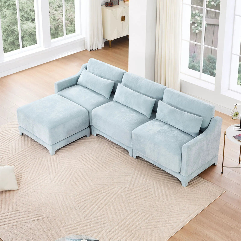 Stylish Sofa With Ottoman And Lumbar Pillows, Ergonomic Design by HouseOfZazla