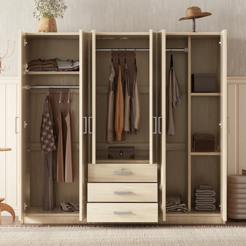 6-Doors Wooden Wardrobe Storage for Bedroom by HouseOfZazla