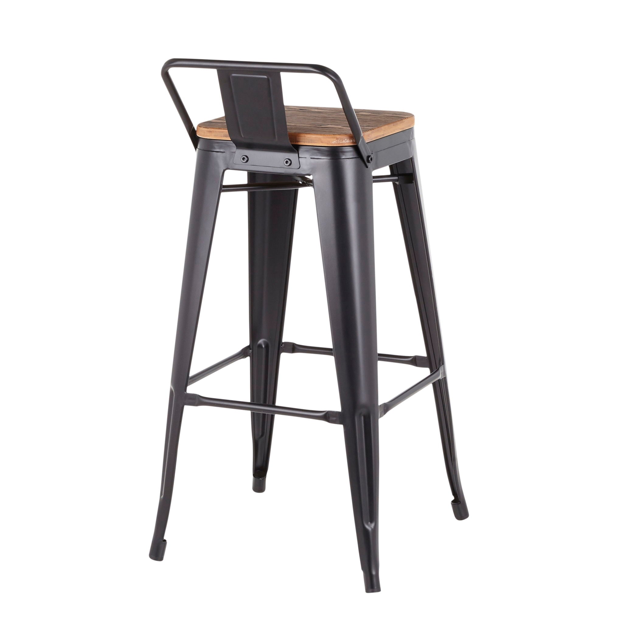 Oregon - Industrial Low Back Barstool (Set of 2) - Black by HouseOfZazla