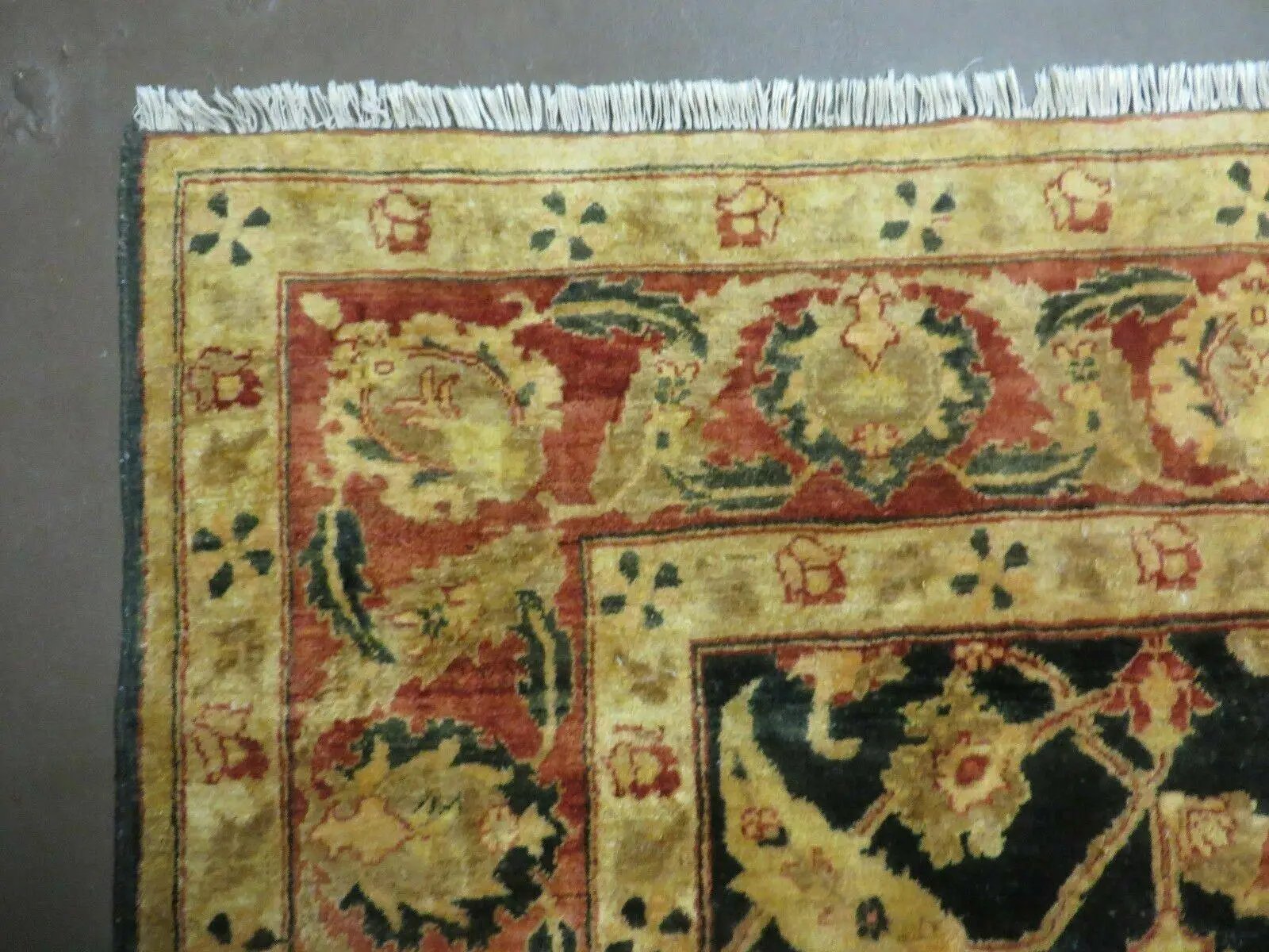 8' X 9' Handmade Pakistan Wool Cotton Rug Peshawar Black Floral Nice # 200C by Jewel Rugs