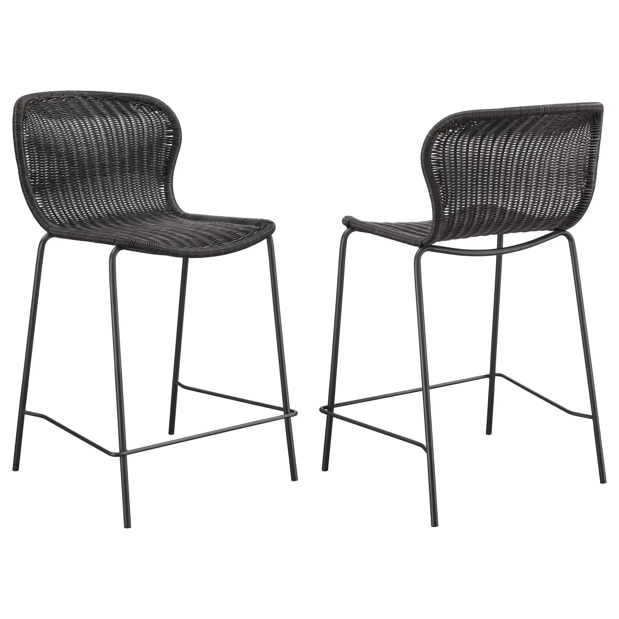 Mckinley Faux Rattan Metal Counter Chair Brown (Set of 2) by Unique Piece Furniture