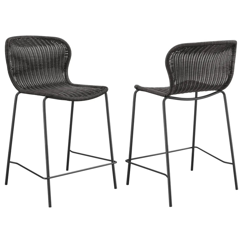 Mckinley Faux Rattan Metal Counter Chair Brown (Set of 2) by Unique Piece Furniture