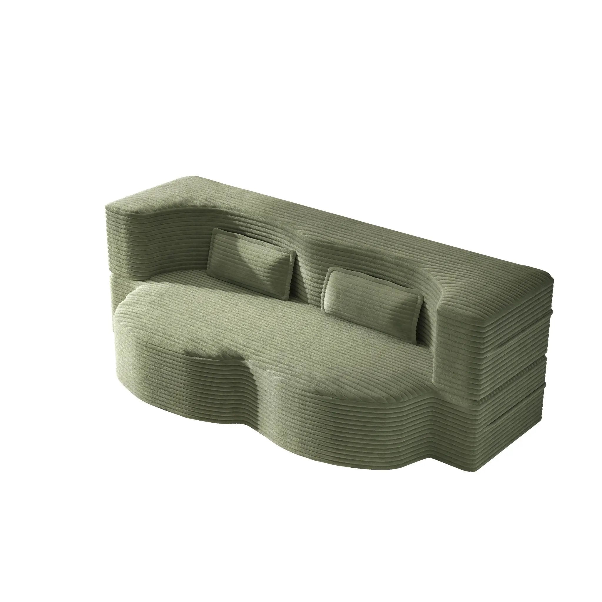 Modern Floor Sofa With 2 Pillows, Convertible Twin Size Folding Mattress For Living Room by HouseOfZazla