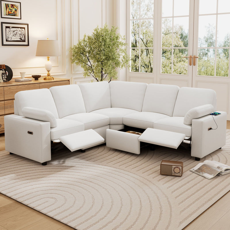 Power Recliner Sectional Sofa Home Theater Reclining Sofa With Two USB Ports, Two Storage Drawers For Living Room by HouseOfZazla
