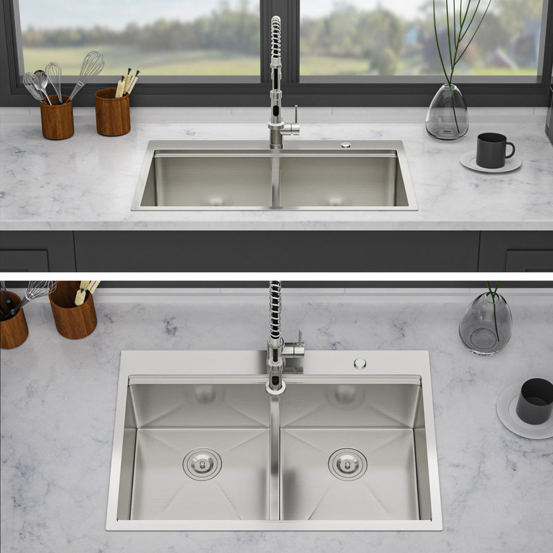 Topmount, Drop In Double Bowl Kitchen Sink by HouseOfZazla