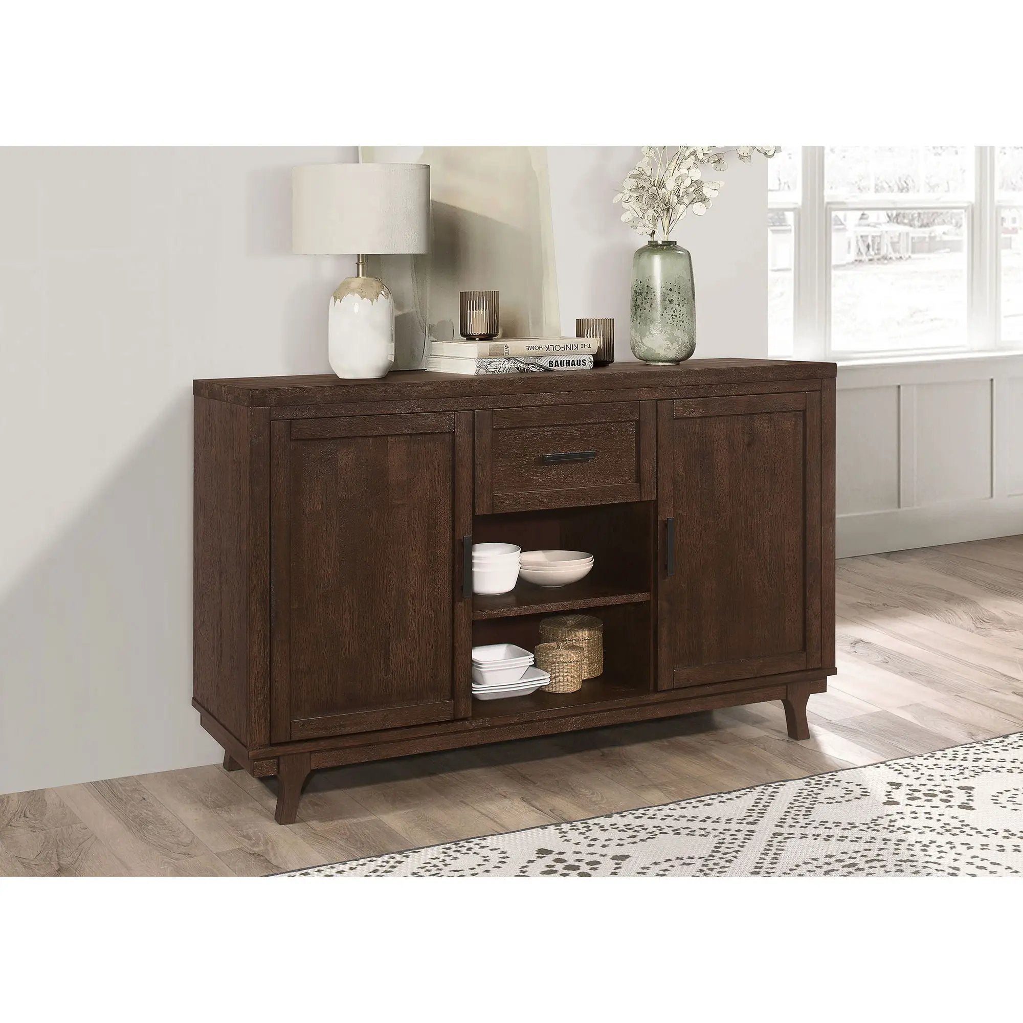 Mccall - 2 Door Server With 1 Drawer - Brown Oak by HouseOfZazla